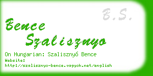 bence szalisznyo business card
